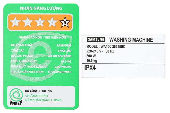 Máy Giặt Samsung Ecobubble Inverter 10.5 Kg WA10CG5745BDSV